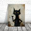 Animal Black Fashion Cat Printed Polyester Painting Wall Home Decoration Perfect Gift Ornament Curtain Minimalist Made Of Washable