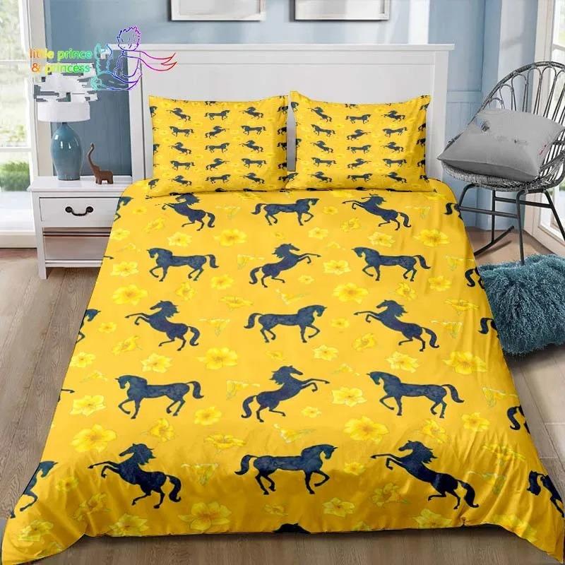 Cowboy Horse Pattern Comfortable Duvet Quilt Cover Pillowcase Bedding Set Children Bedroom Decoration Home Textile