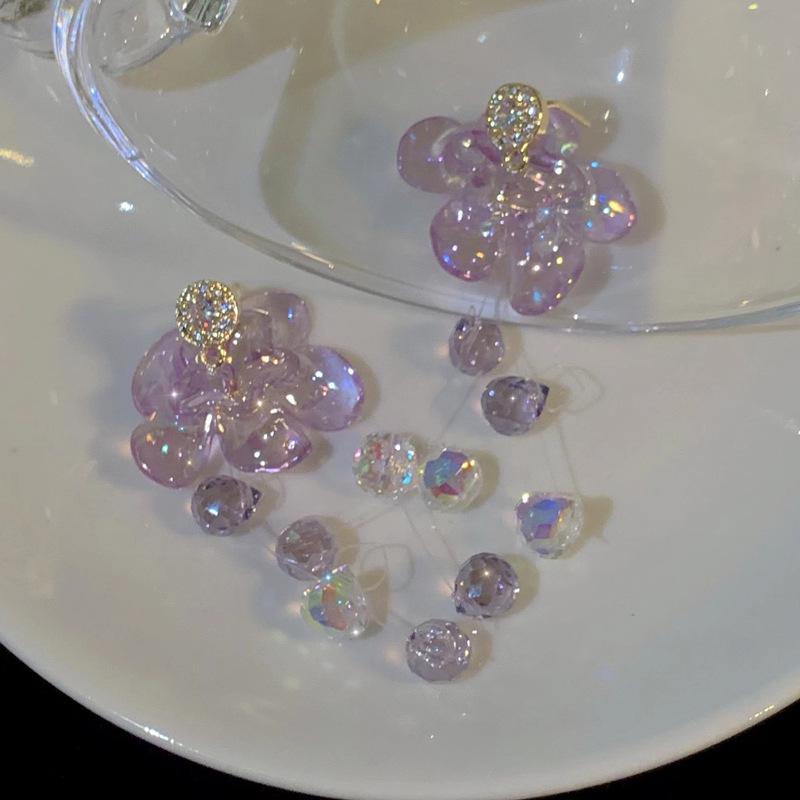 

Серьги-кисточки с кристаллами в виде цветка из циркония «Серебряная игла» - Роскошные модные пусеты