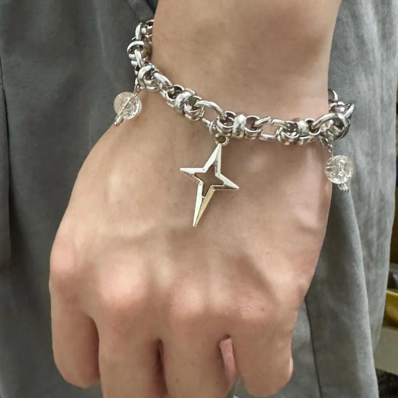 Handgefertigtes Y2K Sternarmband, Sternanhänger, Sternbrand-Armband, Streetstyle-Armband, Punk-Halskette, Y2K-Armband für Männer und Frauen
