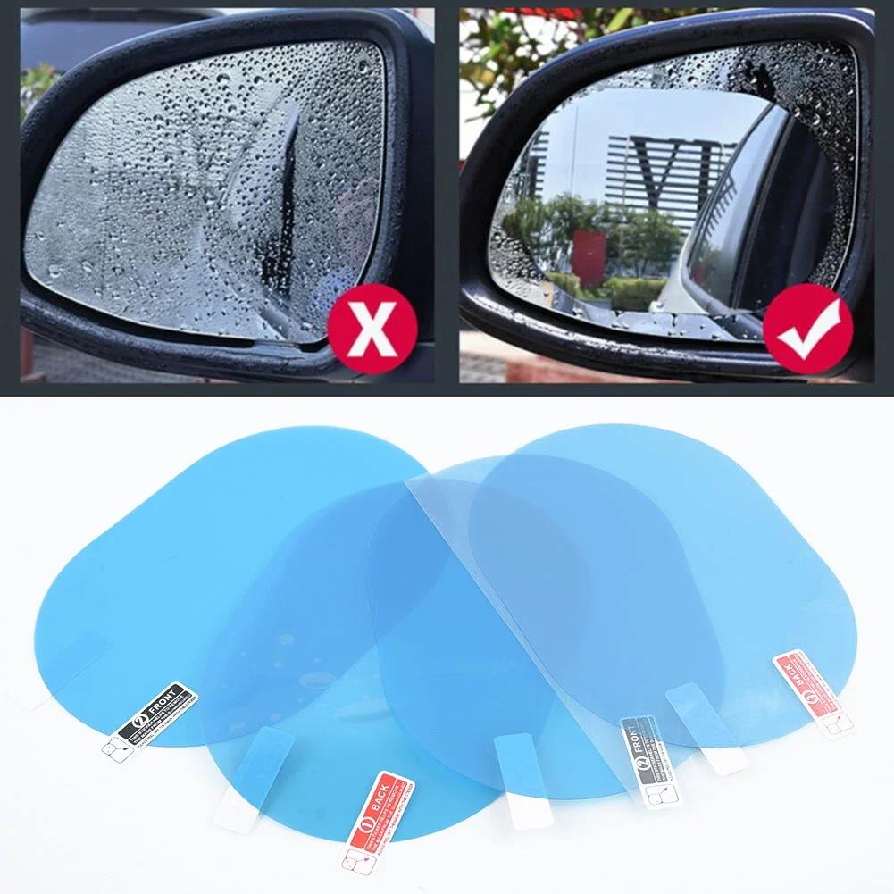 4pcs Car Rear View Mirror Protective Soft Film Anti-Fog Anti Glare Clear Rainproof Mirrors Covers Replacements