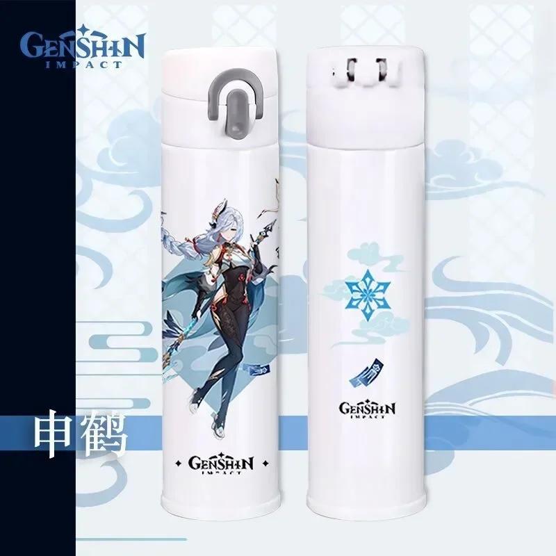 Genshin Thermos Cup Bottles Zhongli Beelzebul Genshin Impact Insulated Bottles Anime Coffee Water Cup Mug Vacuum Thermos Flask