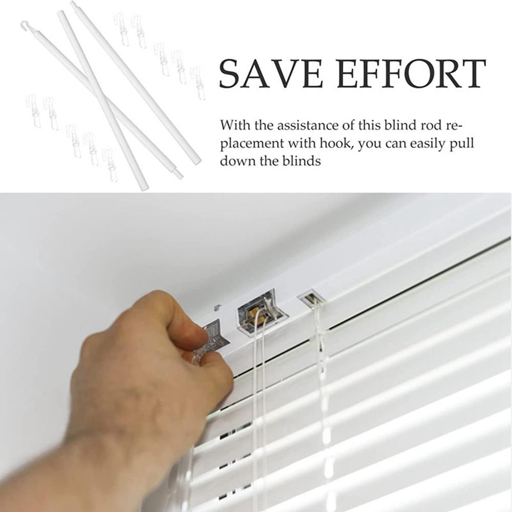 117CM Pull Rod for Venetian Blinds with PP Turnbar Multi Stage Locking and 10 Hooks Suitable for Various Indoor Settings