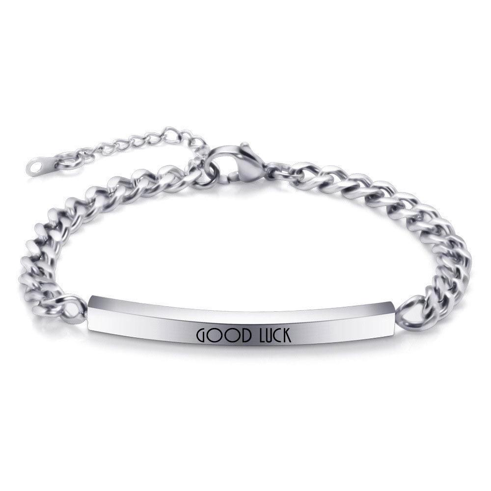 European Engraved Stainless Steel Good Luck Bracelet for Men & Women - Titanium Steel Couple Design