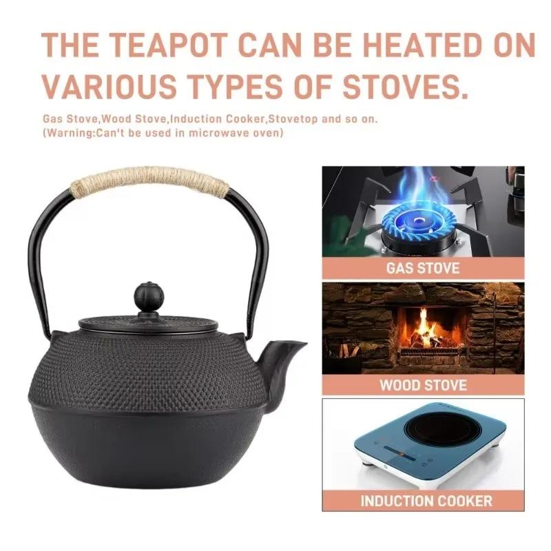 Japanese Cast Iron Tea Teapot Outdoor Kettle with Filter Boiling Water Teapot Kettle for Oolong Kung Fu Puer Tea Kitchen Teaware