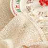 1PC Stain-Resistant Christmas Tabletop Decor Christmas Tablecloth Embroidered Lace Red Lucky Bells