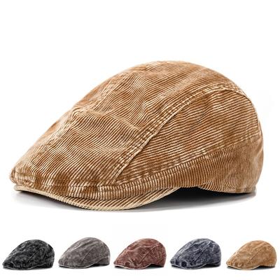 Corduroy Forward Hat Vintage Men Peaked Cap Beret Women's Tie-Dye Anti-Wearing Cap
