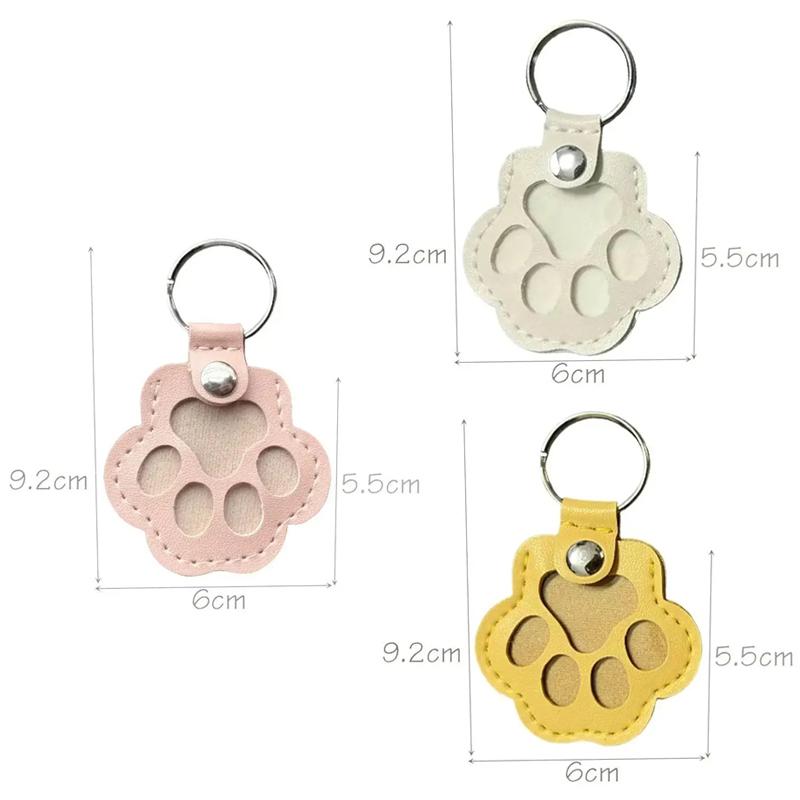 3 Pcs Cat/Dog Fur Storage Keychain, Cute Leather Paw Keychain Pet Hair Keepsake Keyring, Unique Memorial Collection Key Chain, Pet Memorial Gifts