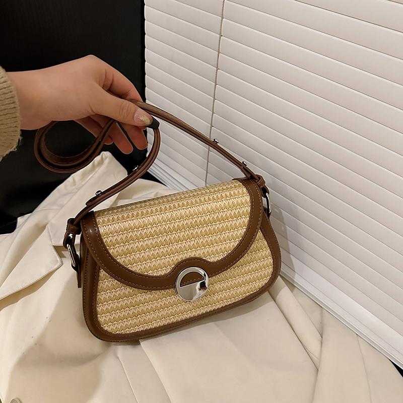 New Natural Woven Straw Bag for Women Bohemian Shoulder Bag Lightweight Beach Purse Crossbody Handbag Summer Rattan Tote wallet