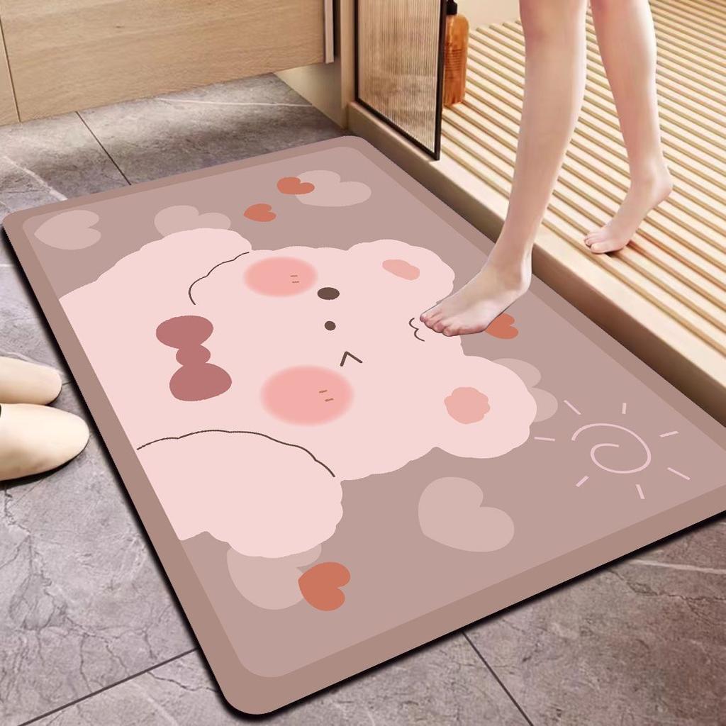 Diatom Mud Floor Mat Cartoon Bathroom Water-Absorbing Quick-Drying Floor Mat Household Bathroom Door Non-Slip And Dirt-Resistant Rubber Floor Mat