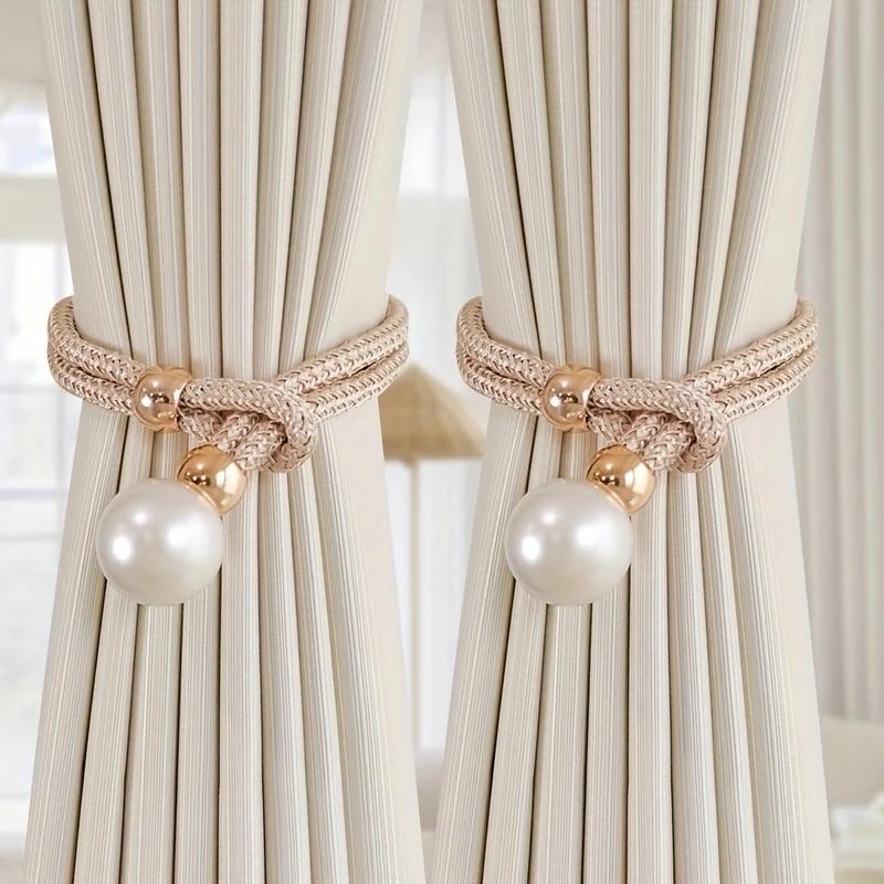 2 Stück Perlenvorhang-Raffhalter, Perlenvorhang-Raffhalter, dekorative Befestigungen, Seilvorhang-Raffhalter, kein Stanzen, verstellbare Auszüge