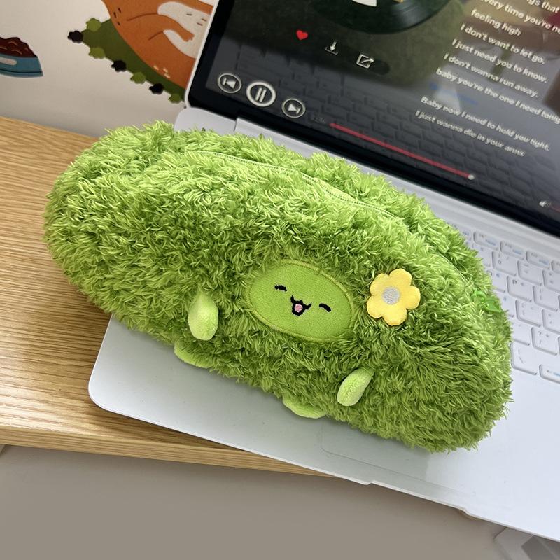 Cute Cartoon Plush Vegetable Fruit Pencil Case Cute Banana Broccoli Garlic Plush Multifunctional Large Capacity Stationery Bag