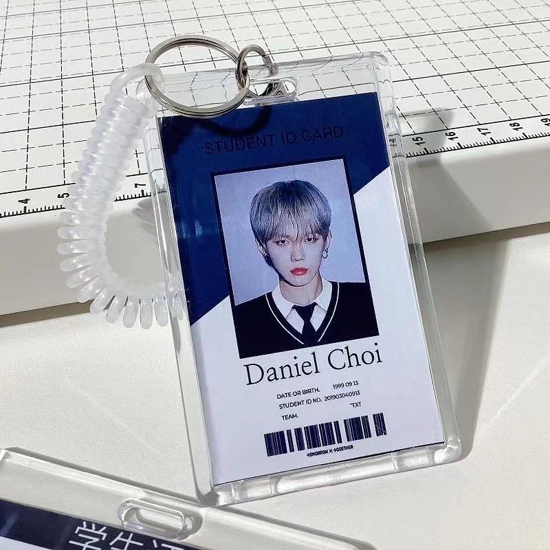 3-Inch Transparent Acrylic Card Holder Keychain - Holds Small Cards, Bus Cards, Meal Cards, Campus Cards