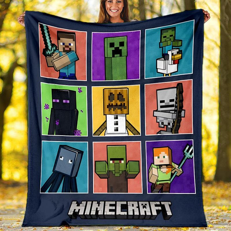 1pc Pixel games Theme Blanket - Digital Print, Polyester, Cozy for All Seasons, Perfect for Outdoor, and Travel