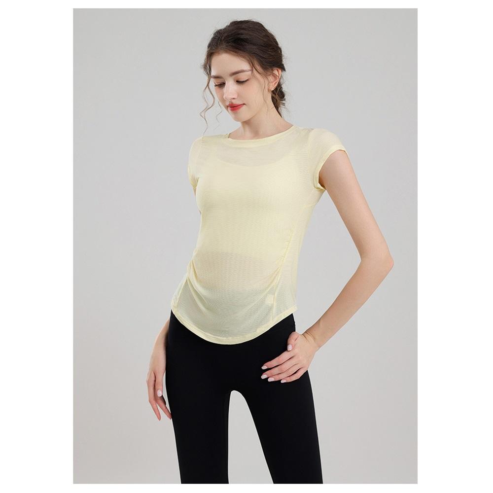 Sports Short Sleeved Women's Summer Thin Loose Mesh Pilates Yoga Hoodie Top Quick Drying Fitness Running T-shirt