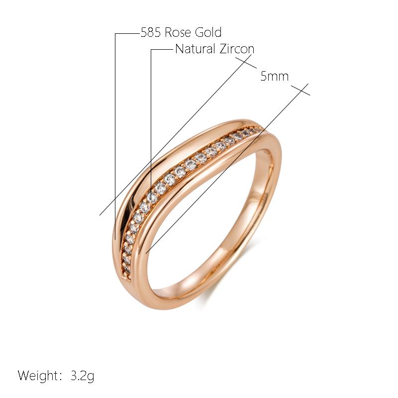 Wbmqda Simple  Natural Zircon Ring For Women 585 Rose Gold Color Irregular Geometric Shape Daily Matching Fine Jewelry