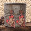 Women Bohemian Holiday Style Sequins Love Heart Pu Leather Ear Drop Earring