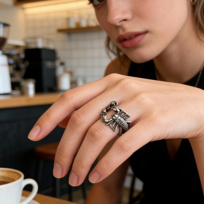 Gothic Scorpion Shape Geometric Open Jewelry Delicate Finger Rings Alloy Texture Suitable for Various Occasion Wear