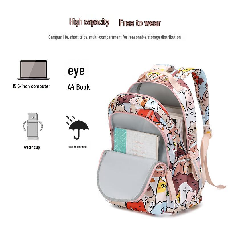 Colorful Cat Print Backpack