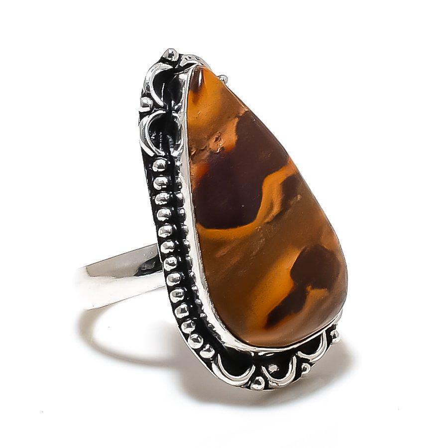 Mookaite Gemstone Handmade 925 Sterling Silver Jewelry Ring 8 SU-9986
