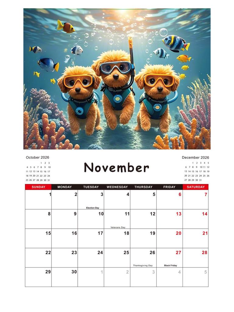 2026 English Wall Calendar: Creative Spiral-Bound for Europe & America