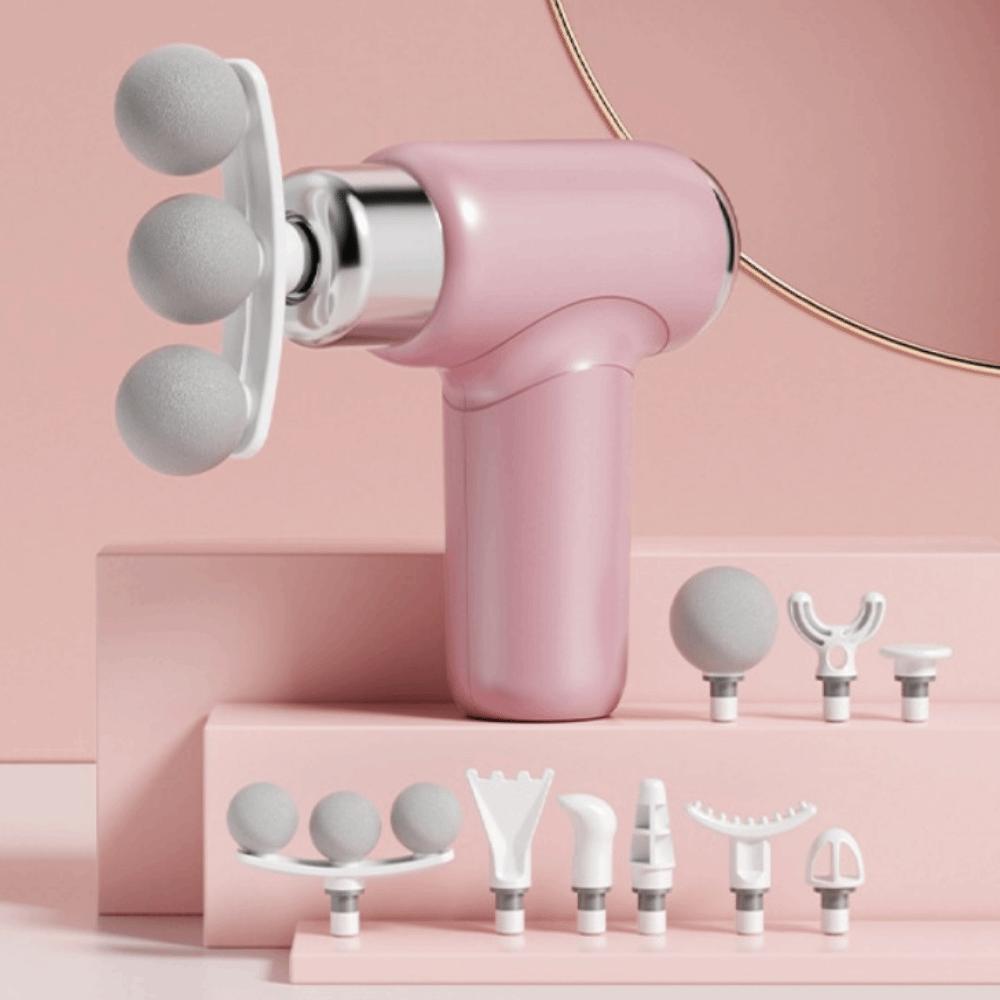 Compact Size Mini Electric Fascia Massager 9 Replaceable Head Fascia Machine Massager Post-Workout