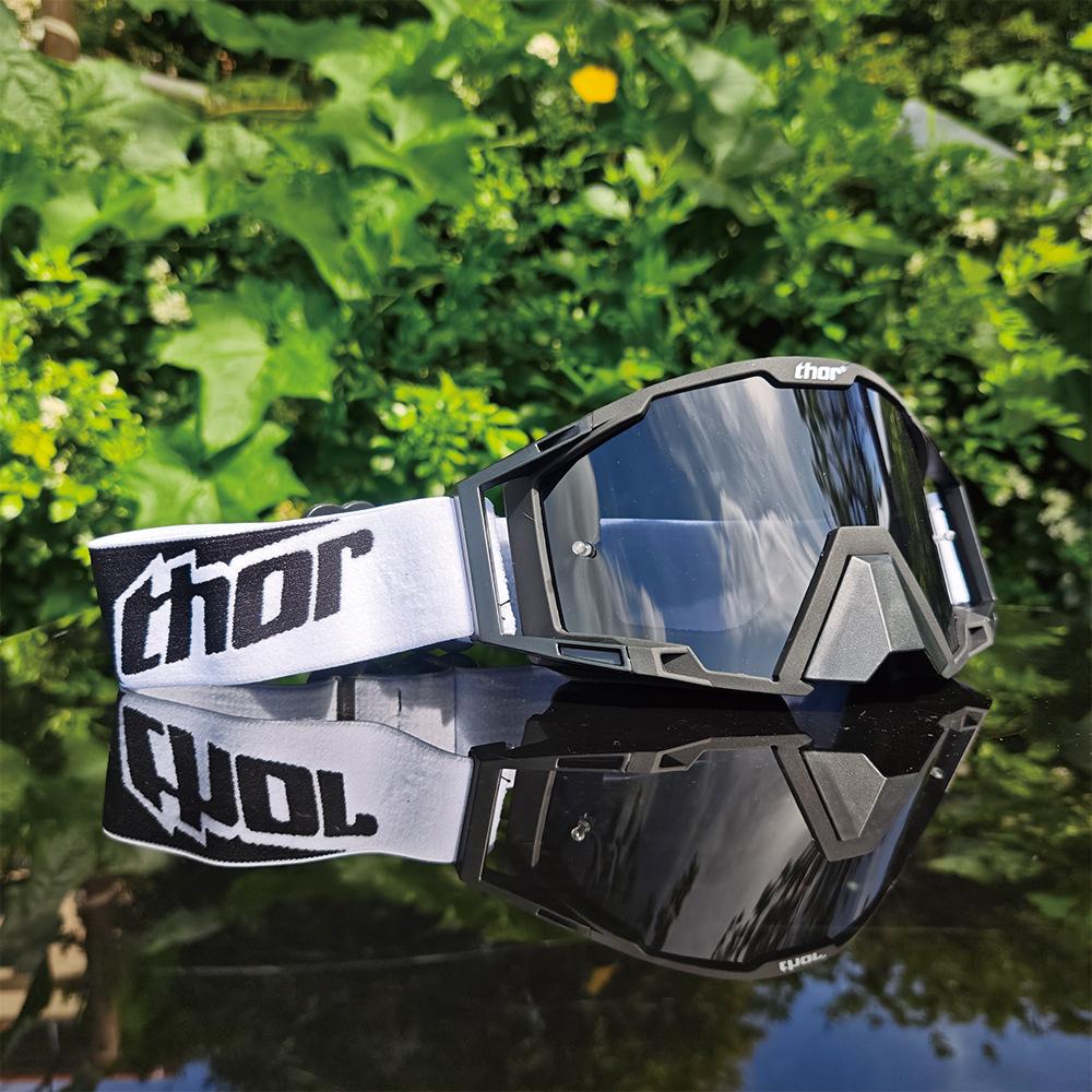 New motorcycle goggles, face shield, sunglasses, motorcycle riding glasses, riding goggles, helmet goggles Black Frame Black Film LS