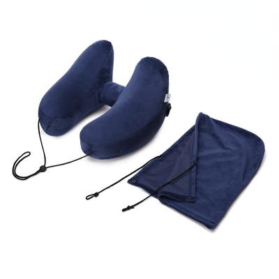 H-shaped Inflatable Travel Pillow with Hood Foldable Lightweight Neck Car Seat, Popular Chair Office Airplane Seat Pillow