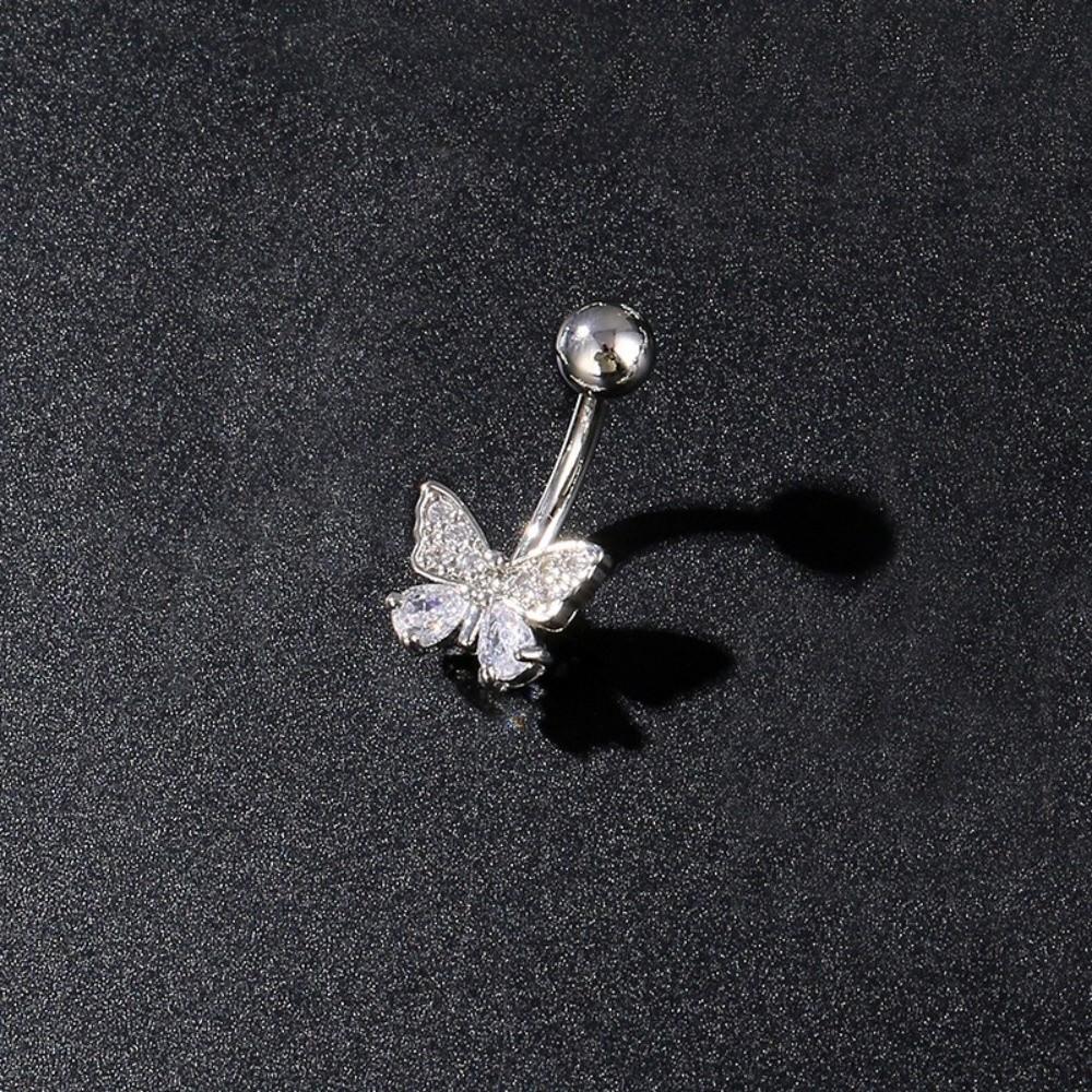 Butterfly Flower Belly Button Ring Mini Body Jewelry Sexy Belly Piercing Ring  Women Girls