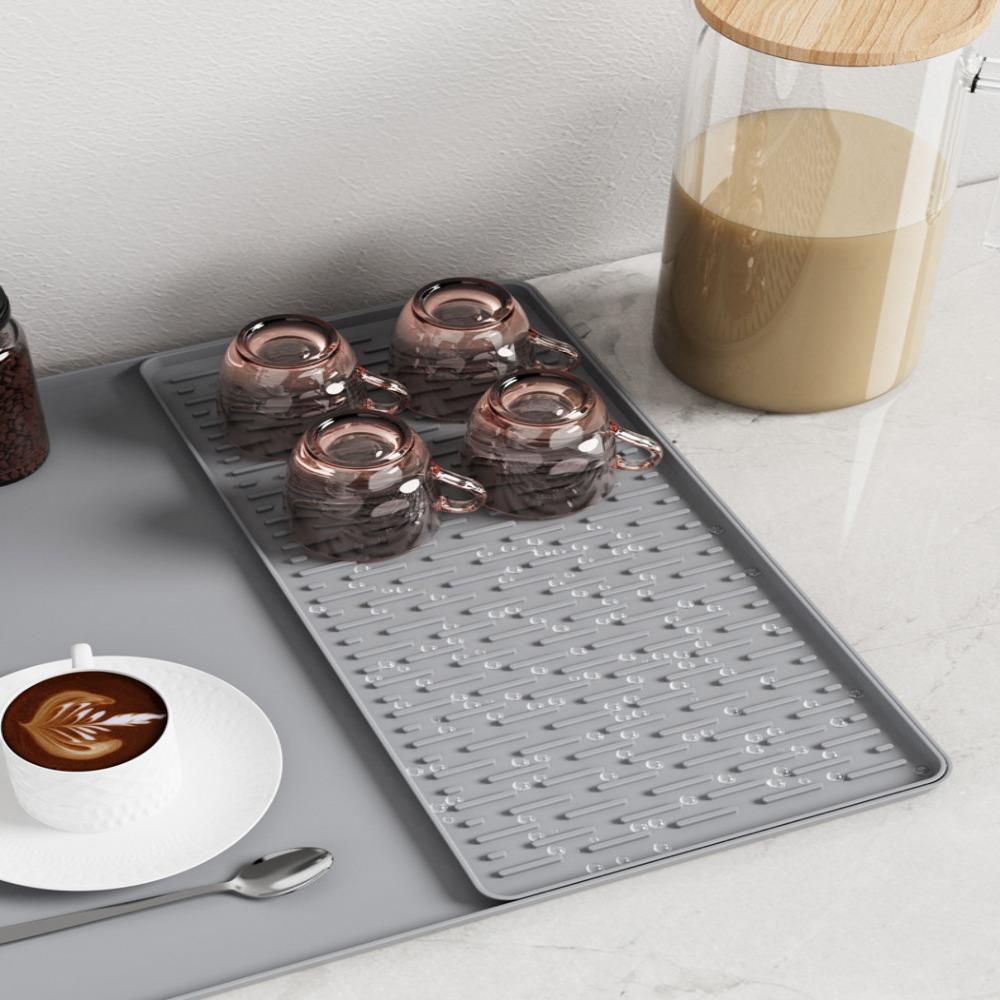 Kitchen Supplies 2 in 1 Coffee Machine Mat Silicone Waterproof Coffee Bar Mat Non-slip Insulated Drain Pad Home