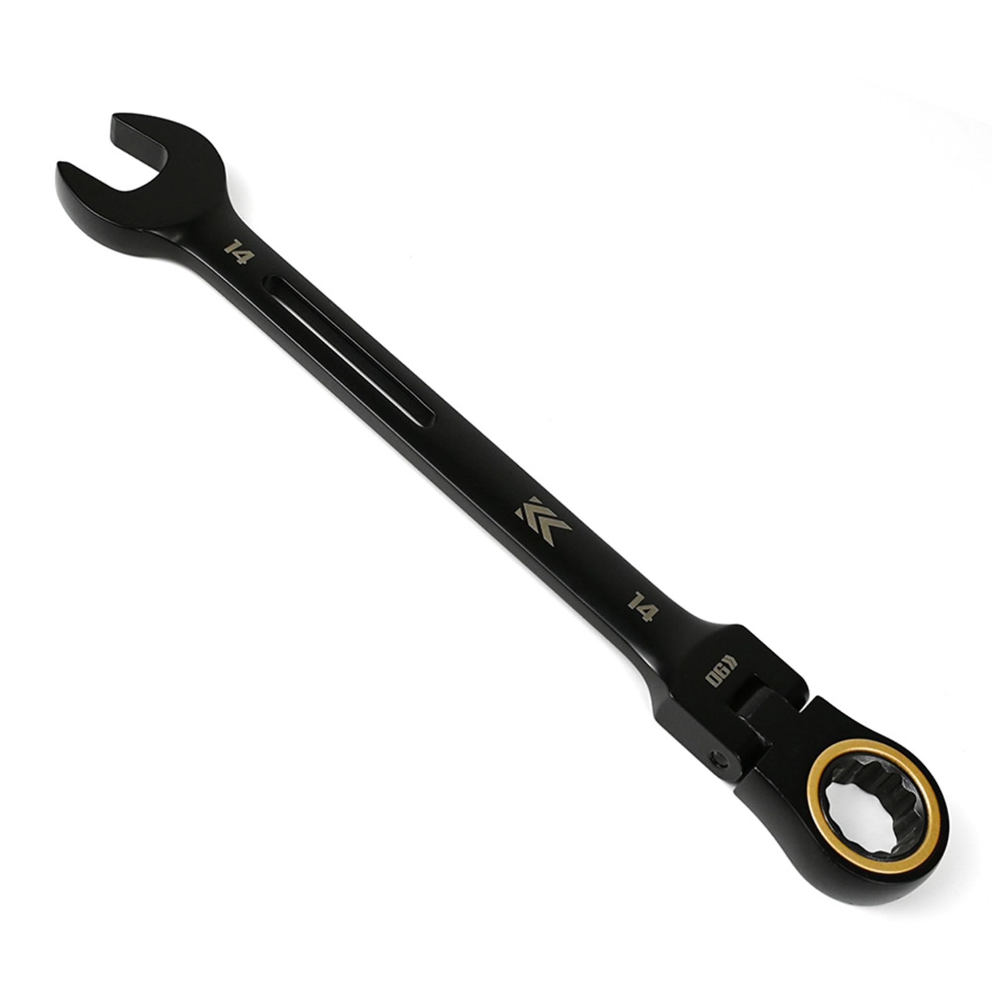 

Fujiya Swivel Ratchet Black gear for tight interchangeable Wrench, & Gold, 14mm, 90-tooth spaces, head, CWL-14-BG