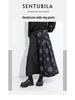 2025 Autumn Asymmetrical Wide-Leg Retro Patchwork Culottes: Women's Casual Dark Style