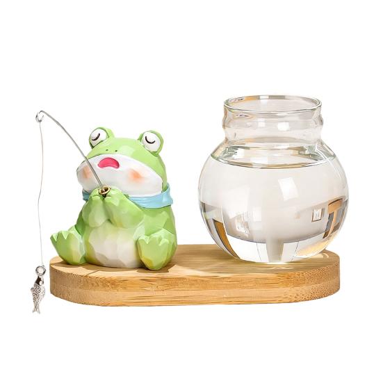 Mini Plant Propagation Station, Hydroponic Glass Vase with Cute Animals Figurine, Home Office Desks Aesthetic Decorations, Gift for Women Plant
