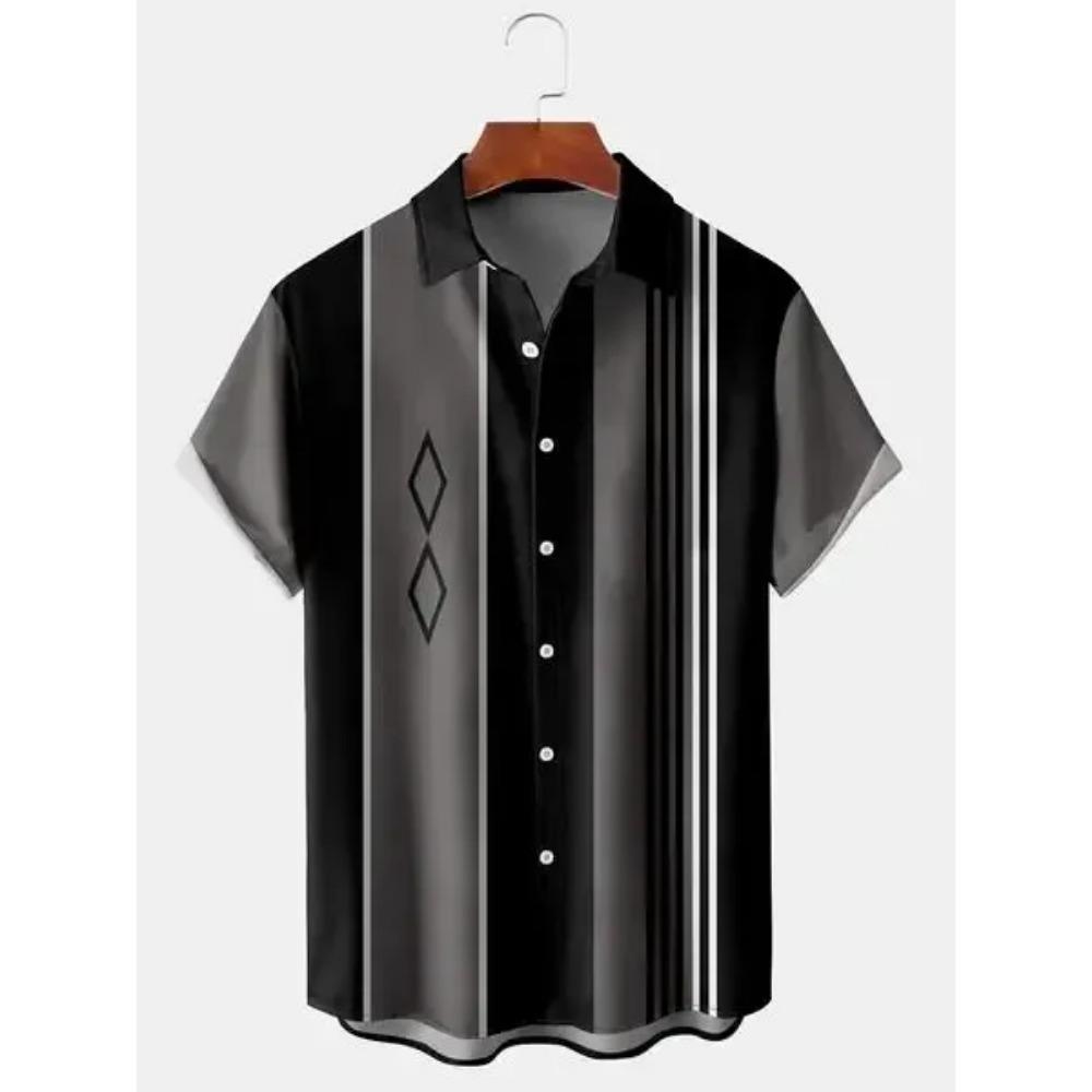 Hawaiian Men's Striped Shirts For Blouse Men Camisa Social Short Sleeve Casual Top Oversized Gym Clothing Fashion Male Vintage