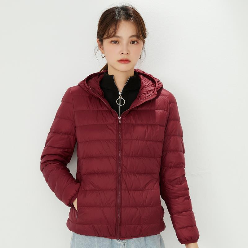 Women's Lightweight White Duck Down Jacket 2023 - Short, Hooded, Stand Collar, Fashionable Thin Style for Autumn/Winter