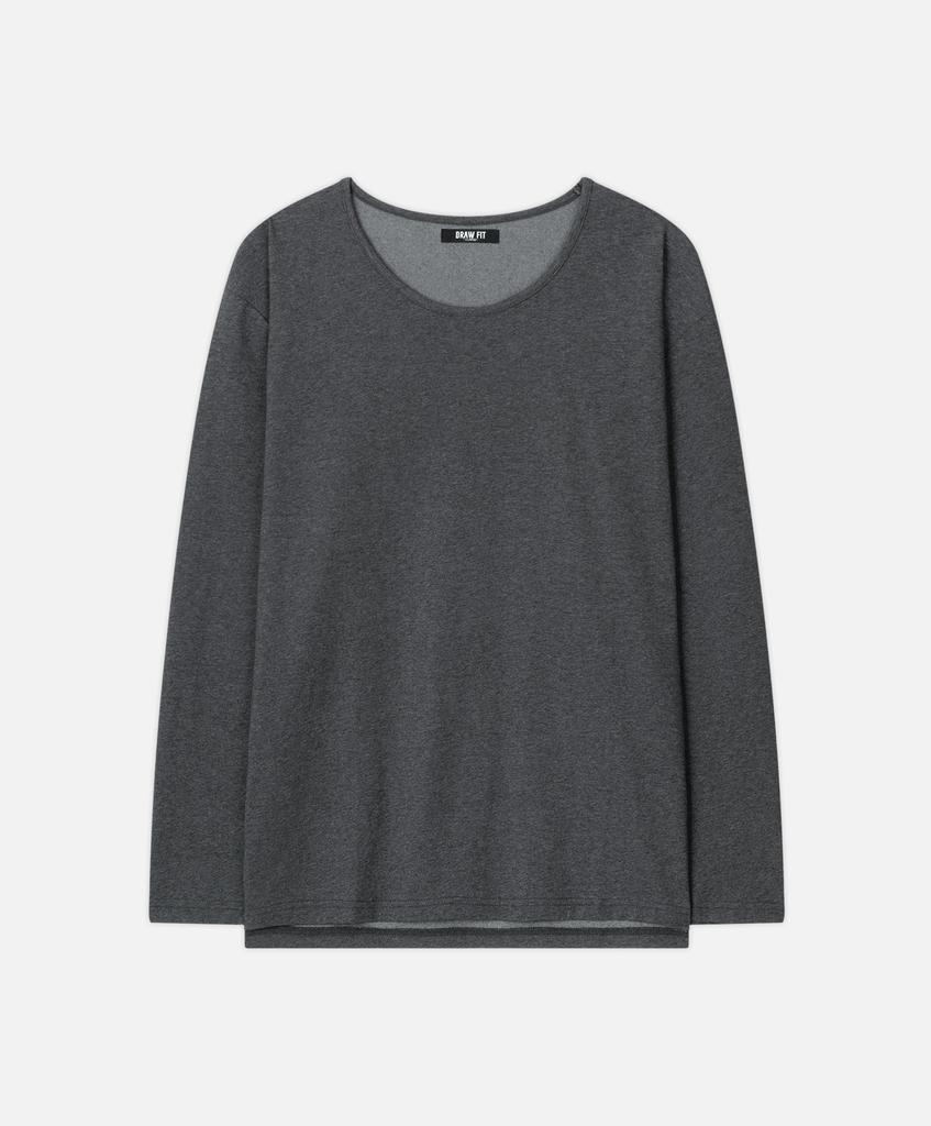 DRAW FIT Silket Cotton U-Neck Long Sleeve T-Shirt [M.Charcoal]