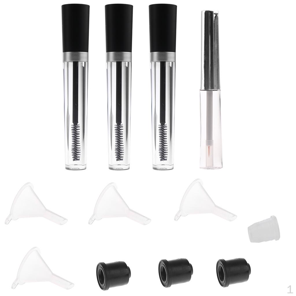 3pcs 7.5ml Empty Mascara Tubes+8ml Liquid Bottle Container Vial Refillable Comestic Kit with Funnels