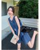 Trendy Petite Women's Denim Suit: Vest Tank & Shorts 2-Piece Set for Summer Casual Wear