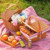 Vintage Woven Rattan Picnic Basket