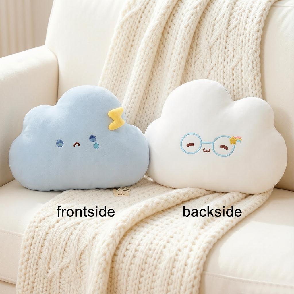 Oreiller en peluche Matériau Soie Glacée d'Été 50cm Nuage Arc-en-ciel Émotion Kawaii Coussin Décoration Canapé Chaise Cadeau 50cm