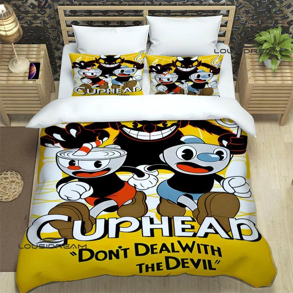 Cuphead Cartoon Printed Bedding Sets Exquisite Bed Supplies Set Duvet Cover Bed Comforter Set Bedding Luxury Birthday Gift
