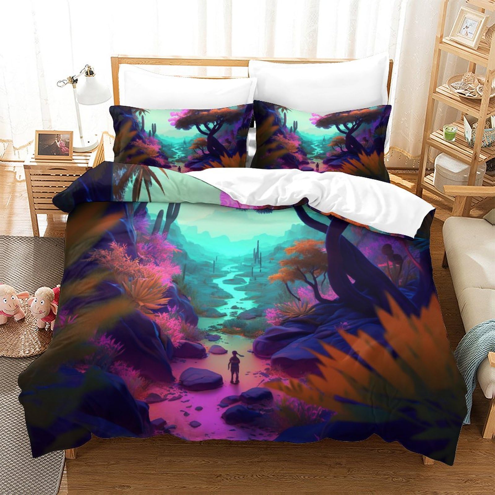 

Valley Duvet Cover Sets for Teens Queen Size Quilt Covers Lightweight Down B Room Decor 2 Pillowcases 1 Duvet Cover No Comforter (135x200cm)