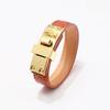Trendy Punk Lychee Grain Single Loop Leather Belt Buckle Alloy Pu Bracelet Hot Selling Bangle