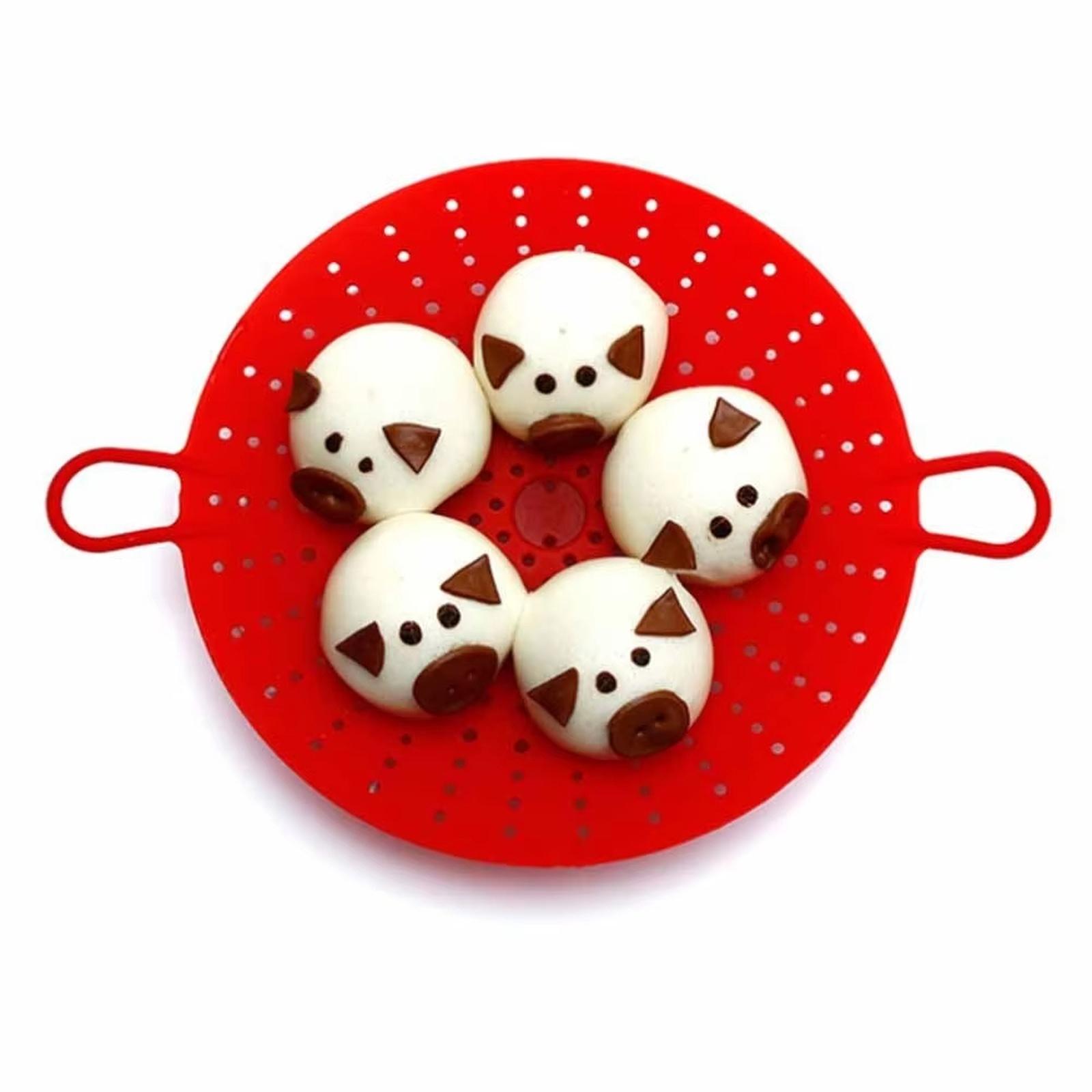 

Heat Resistant Silicone Steamer Basket with Handle, Foldable Steam Rack, Food Grade Certified Lazy Kitchen Tools one size червоний