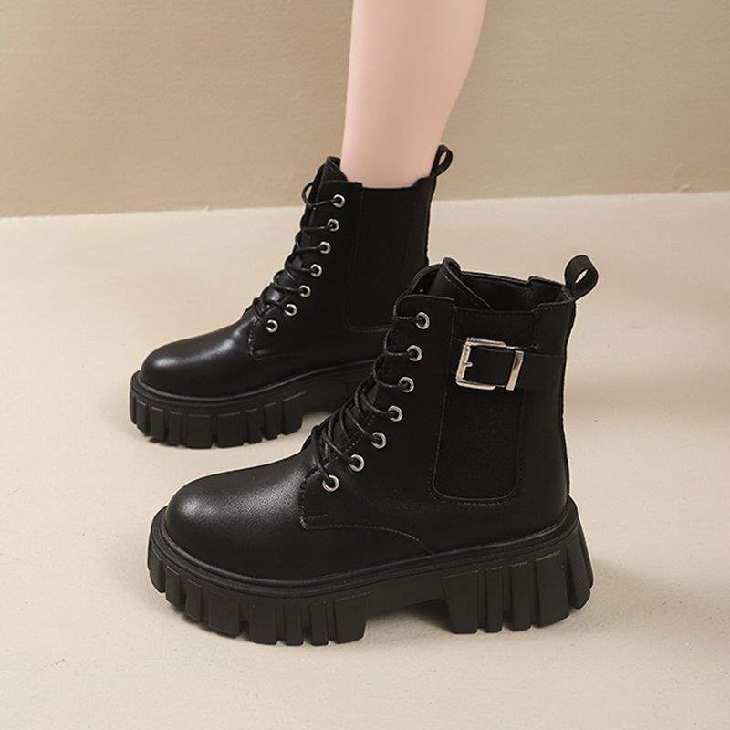 Skinny Martin boots women's 2025 autumn and winter new thick-soled heightening tide casual versatile British style handsome short boots