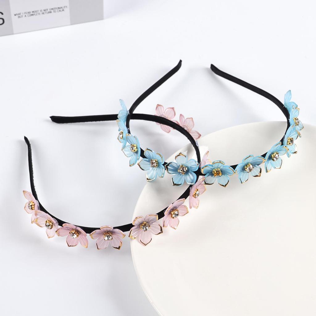 Handmade Braided Rhinestone Flower Headband - Korean Style Hair Accessories for Women and Girls