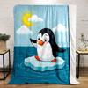Playful Penguin On Iceberg Print Blanket Soft and Cozy Perfect for the Living Room Bed Sofa or a Nap,gift
