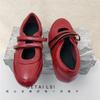 Pumps for Women Retro Red Interior Height Increasing French Mary Jane Shoes for Women's 2025 New Belt Buckle Ballet Single Shoes