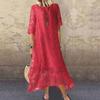 GMXIA Summer Women's O-Neck Short Sleeve Lace Long Casual Dresses