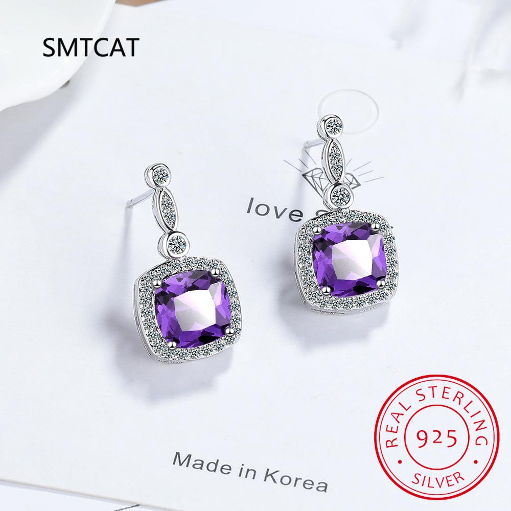 1.3ct Natural Peridot 925 Sterling Silver Square Stud Earrings Oorbellen for Women Fashion Green Gemstone Jewelry Birthday Gift